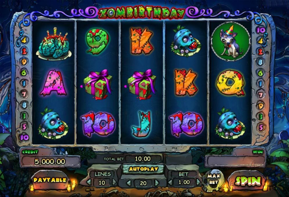 Zombirthday online slots game gameplay