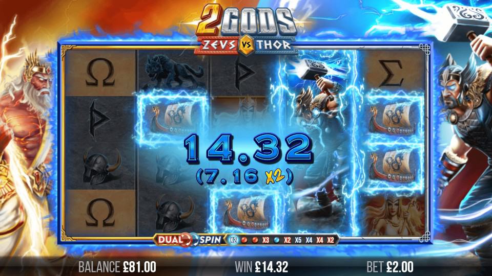 2 Gods Zeus vs Thor Slot Gameplay