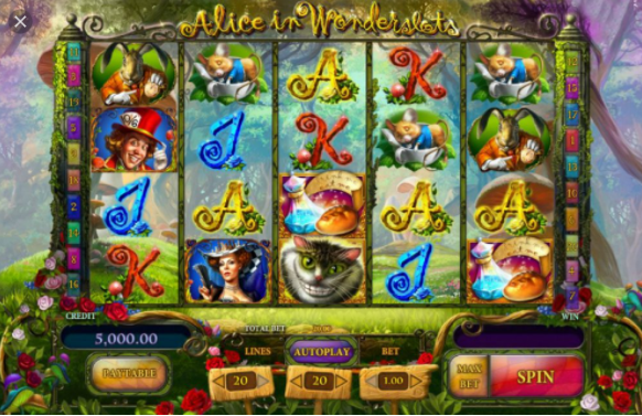 Alice in Wonderslots home screen