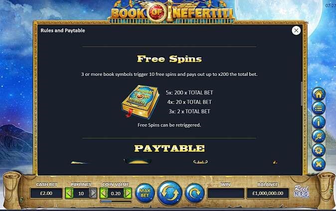 Book of Nefertiti Free Spins Slots