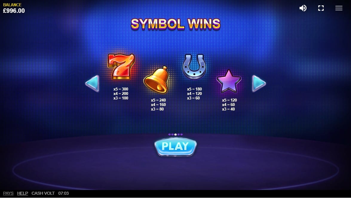 Cash Volt Slot Symbols