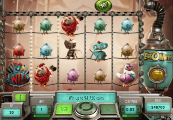 Eggomatic slot game screen