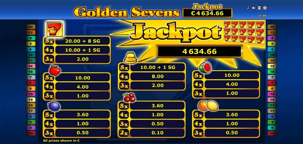 Golden 7s Slot Symbols