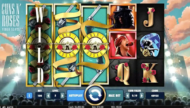 Guns N' Roses Video Slots Gameplay