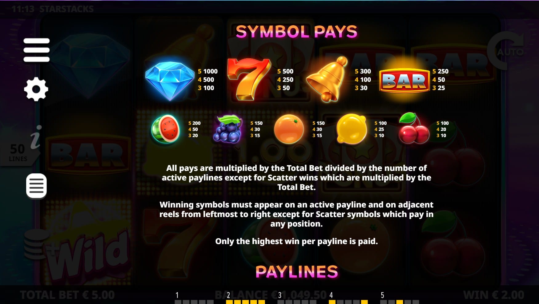 Star Stacks Slot Symbols