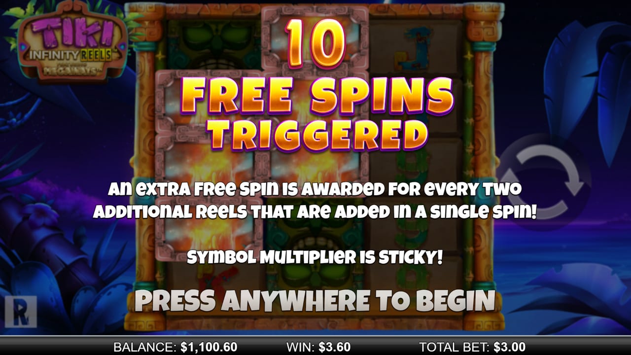 Tiki Infinity Reels Megaways Free Spins