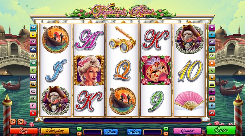 Venetian Rose online slots game gameplay lines