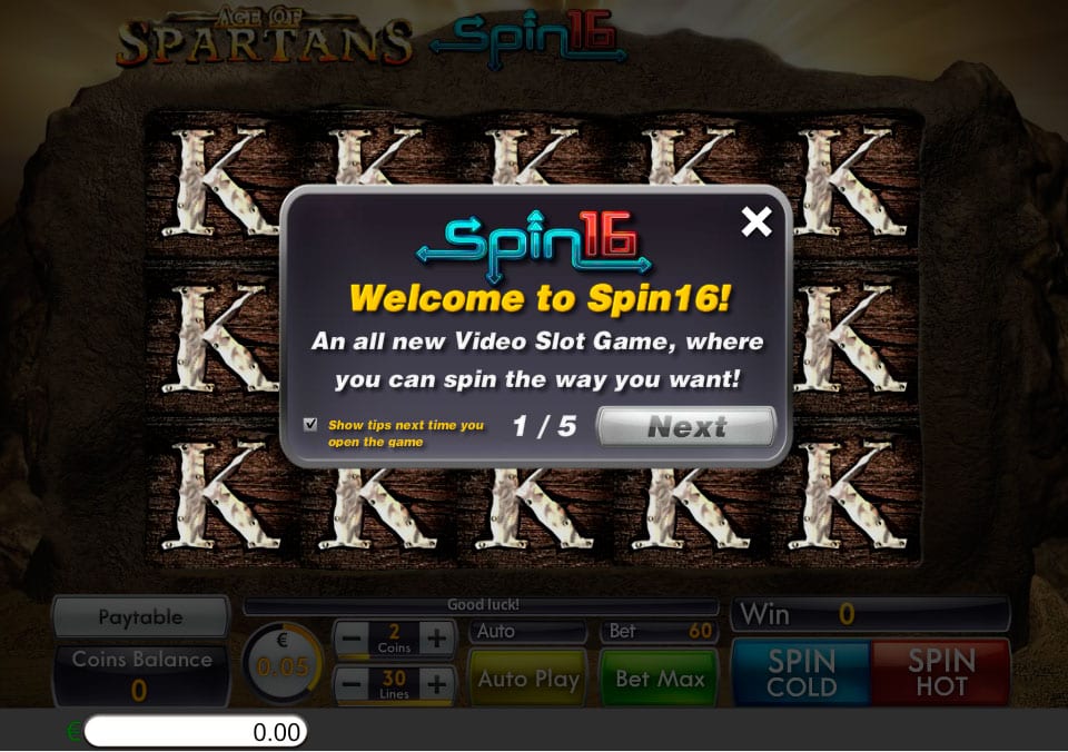 Age of Spartans Spin 16 Welcome