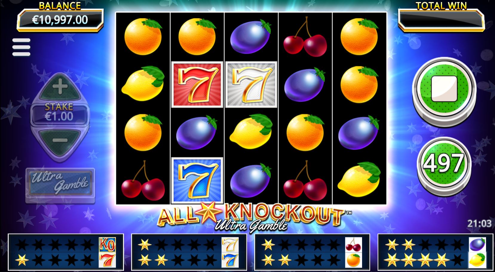 All Star Knockout Ultra Gamble Slots Game