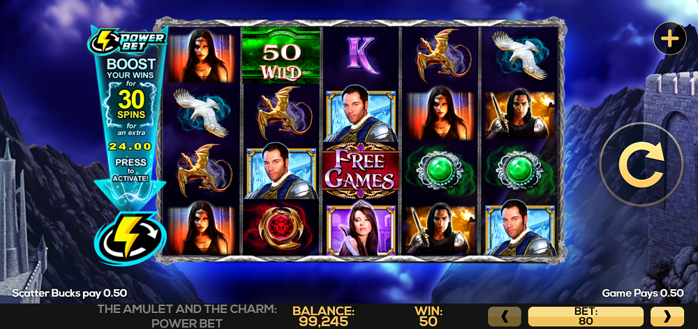 Amulet and the Charm Power Bet slot gameplay