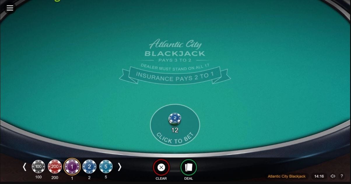Atlantic City Blackjack Casino Game
