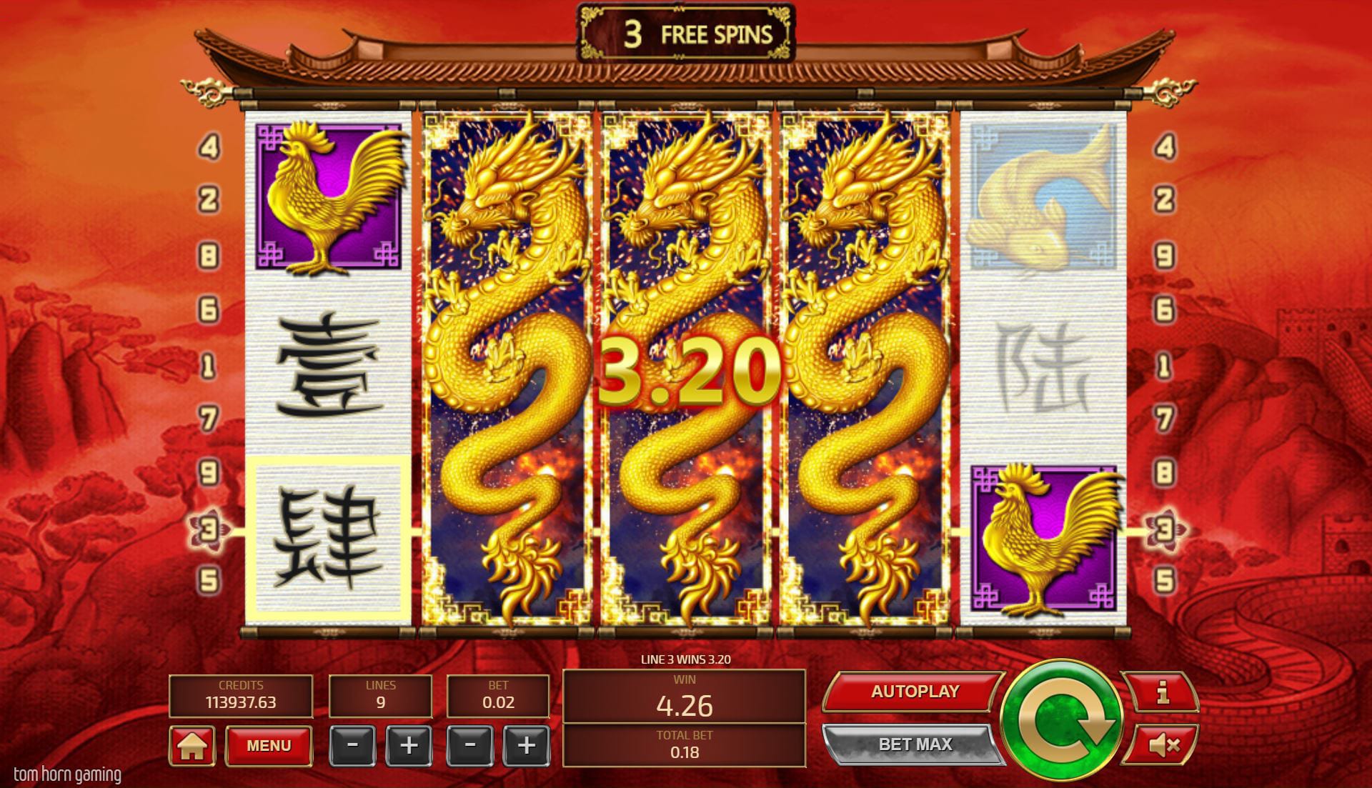 feng fu free spins