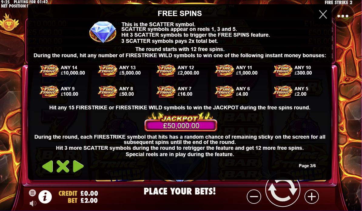 Fire Strike 2 Slot Free Spins Rules
