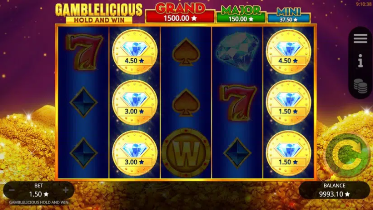 Gamblelicious Hold and Win Slots Reels