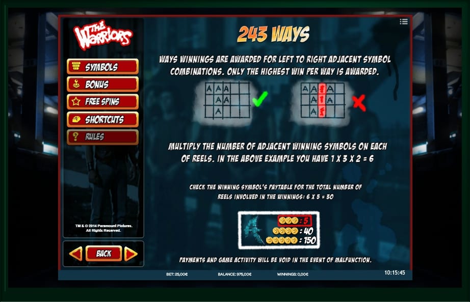 The Warriors Slots Game