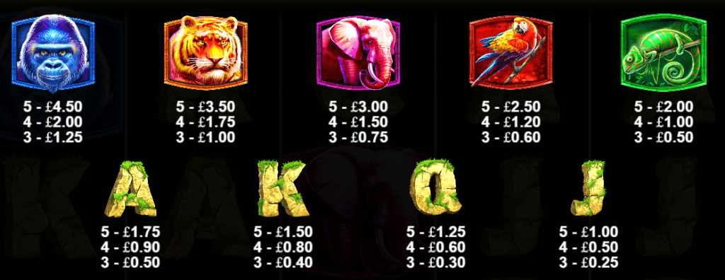 Jungle Gorilla Slot Symbols