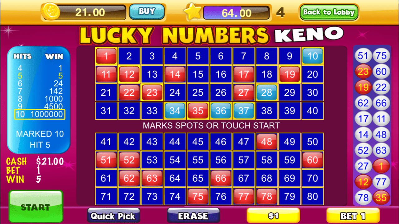 Lucky Keno online game