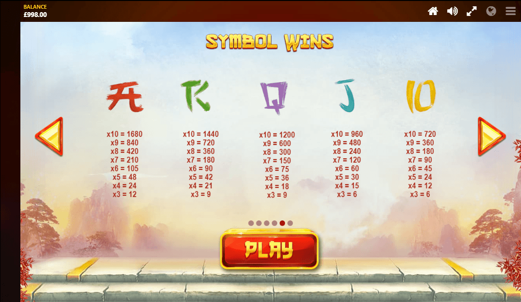 Dragon's Luck Power Reels Slot Symbols