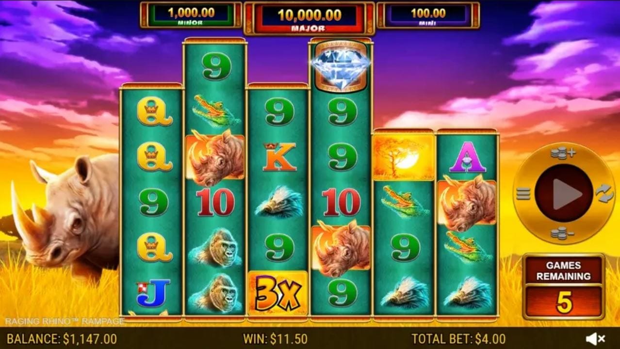 Raging Rhino Rampage Slots Reels