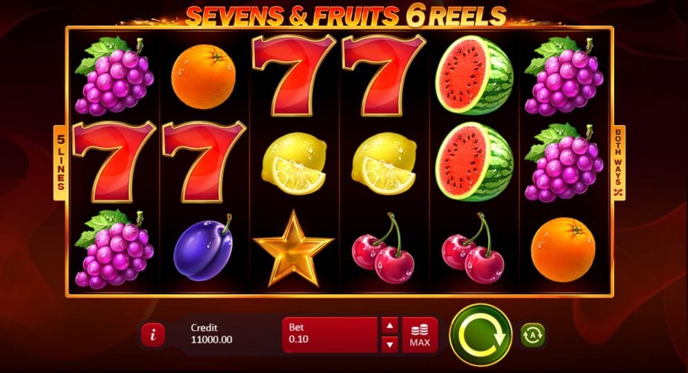 Sevens & Fruits 6 Reels Slot Gameplay