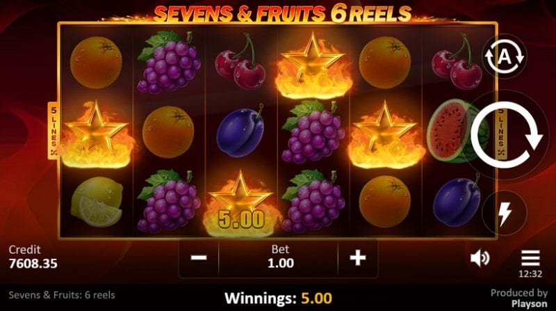 Sevens & Fruits 6 Reels Slot Wins