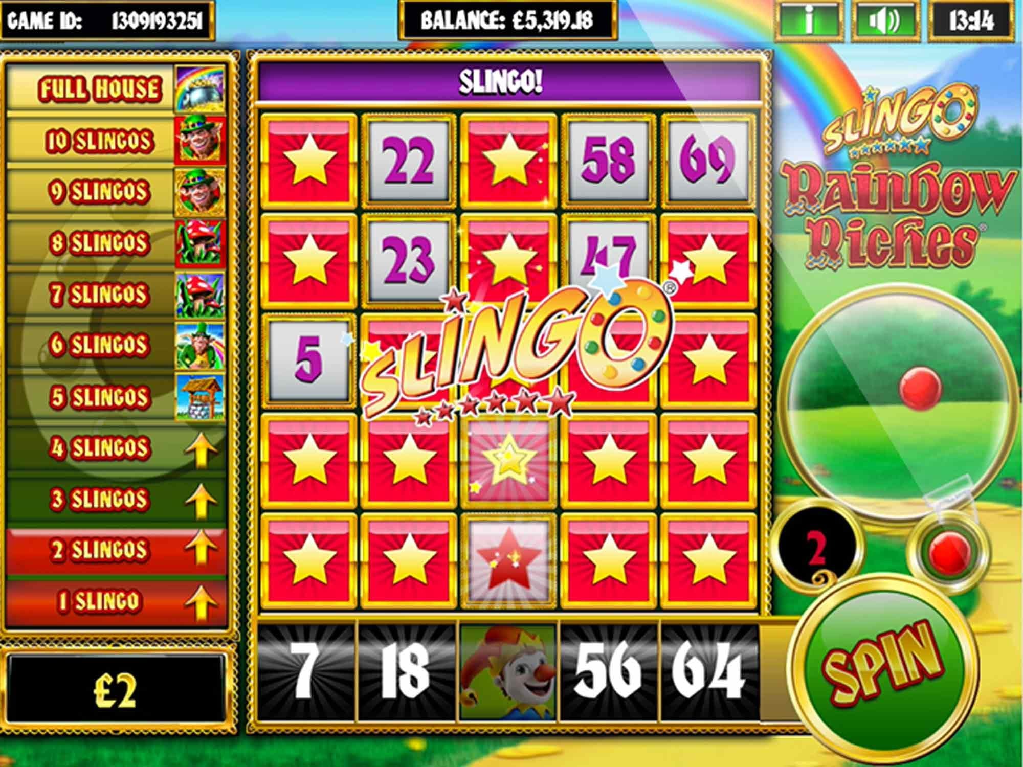Slingo Rainbow Riches - Play Slot Games - 500 Free Spins - Wizard Slots