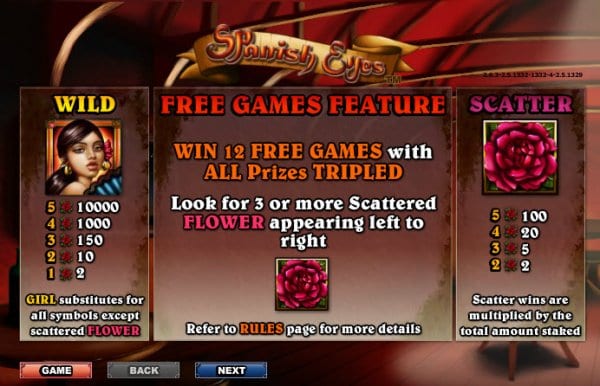 Spanish Eyes Free games feature