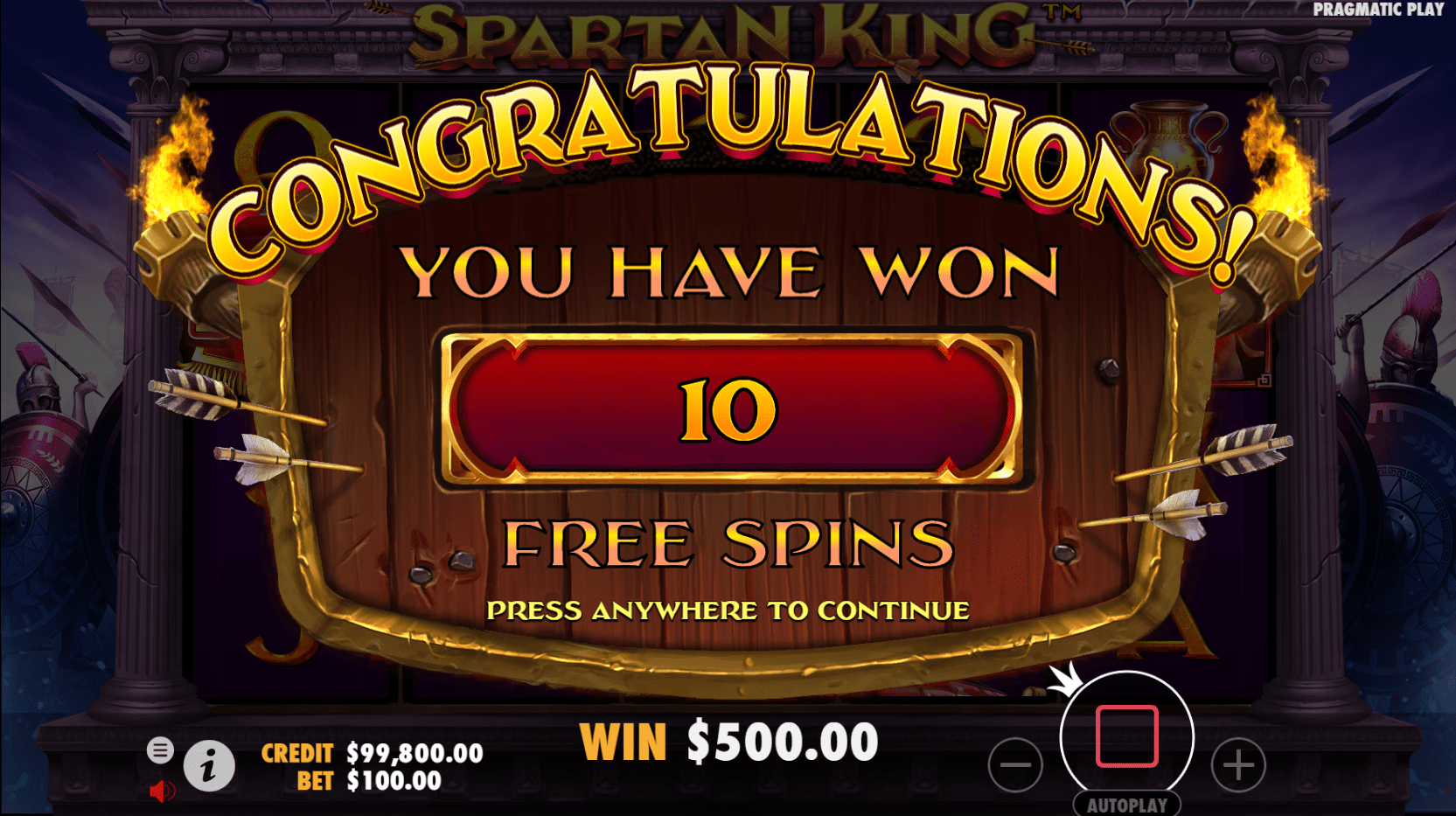 spartan king free spins