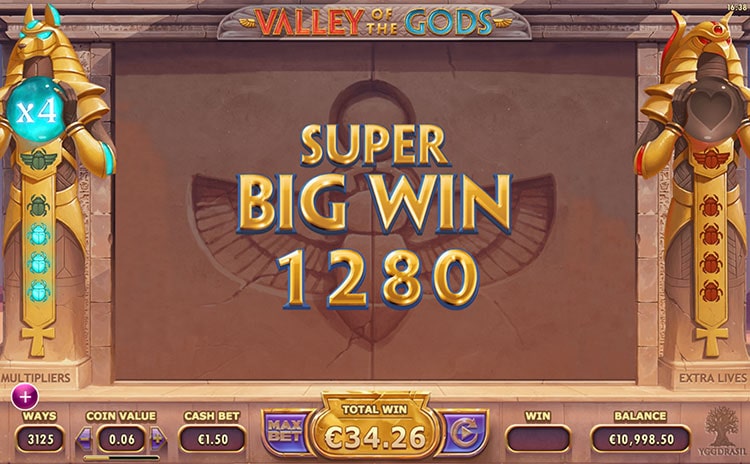 Valley of the Gods Slot Big Win