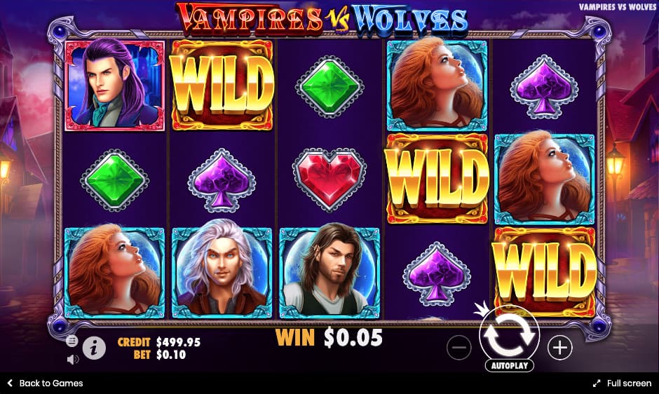 Vampire vs Wolves game play casino